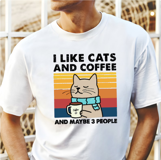 I like cat and coffee T-shirt