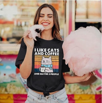 I like cat and coffee T-shirt