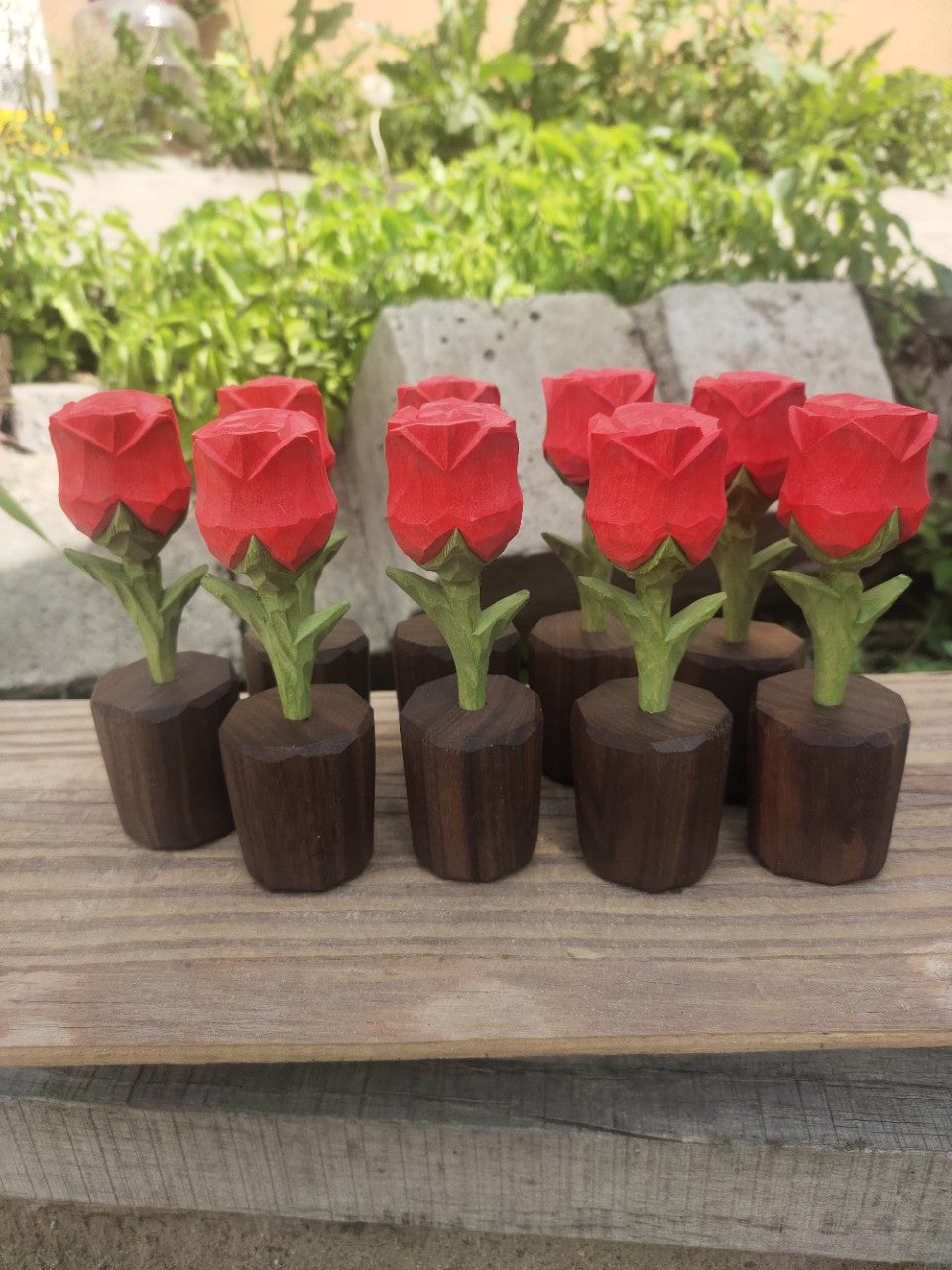 Handmade wooden flowers