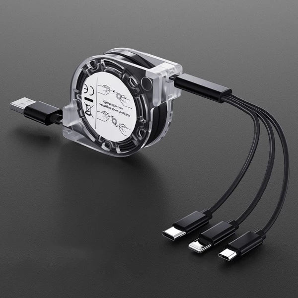 3-in-1 Retracting USB Cable Data Charger