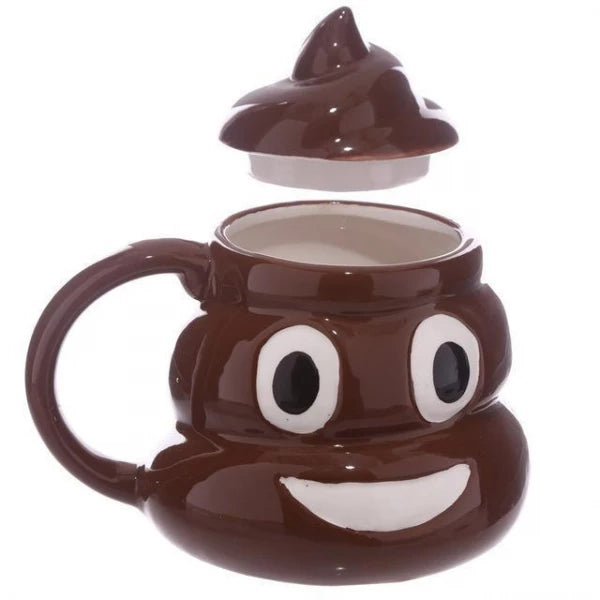 Funny Poop Emoji Mug with Handgrip & Swirly Lid